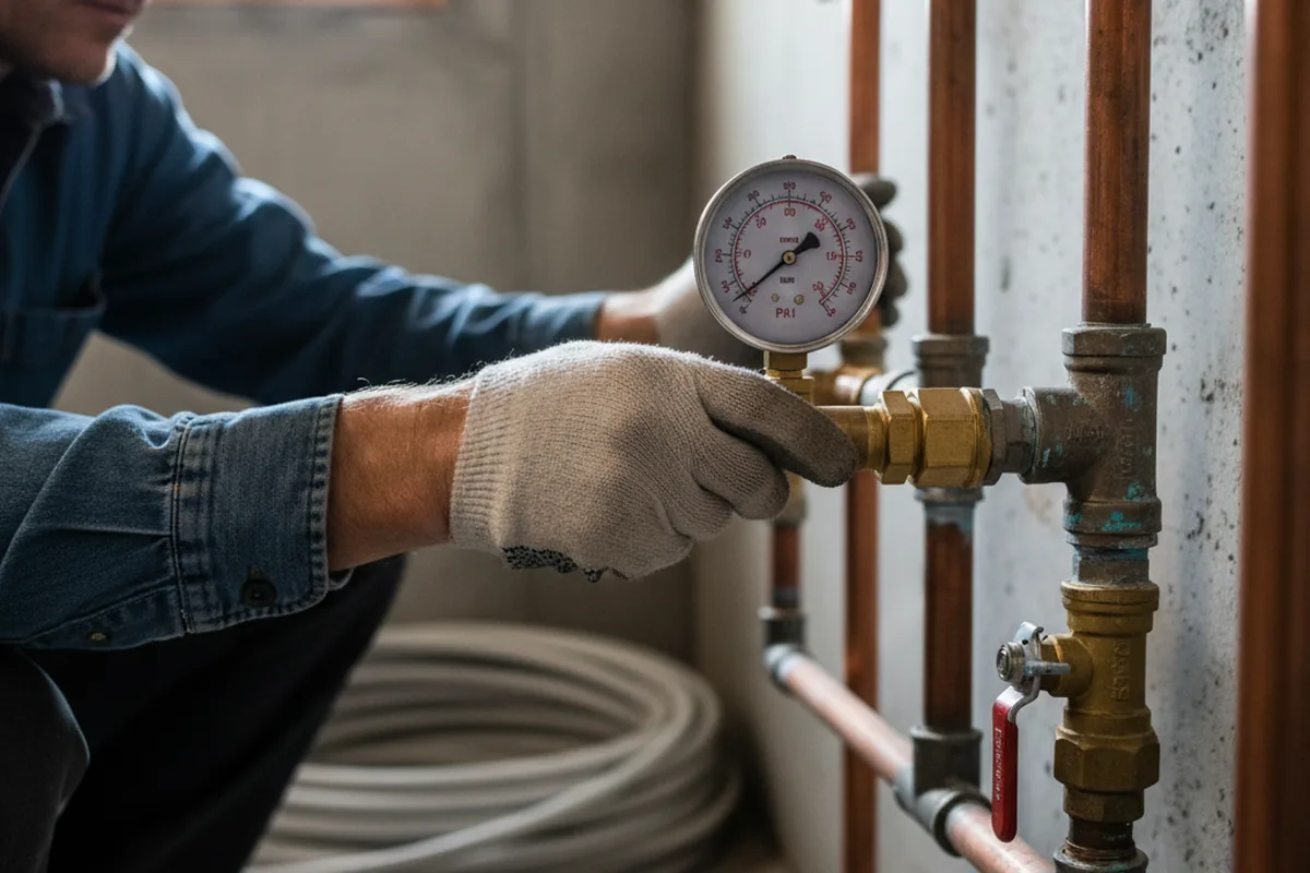 Pressure testing a repaired line during Water Line Repair in Franklintown
